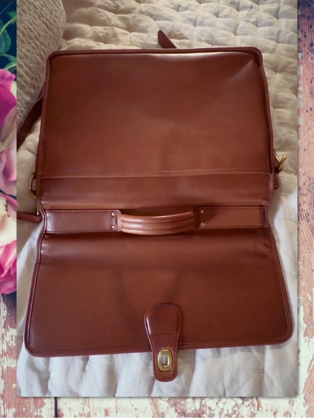 VINTAGE COACH BRITISH TAN MULTI-COMPARTMENT BRIEF / BRIEFCASE MESSENGER BAG 0542